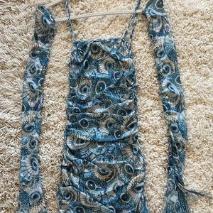 Kim Shui Shell Print Ruched Mini Dress and Gloves